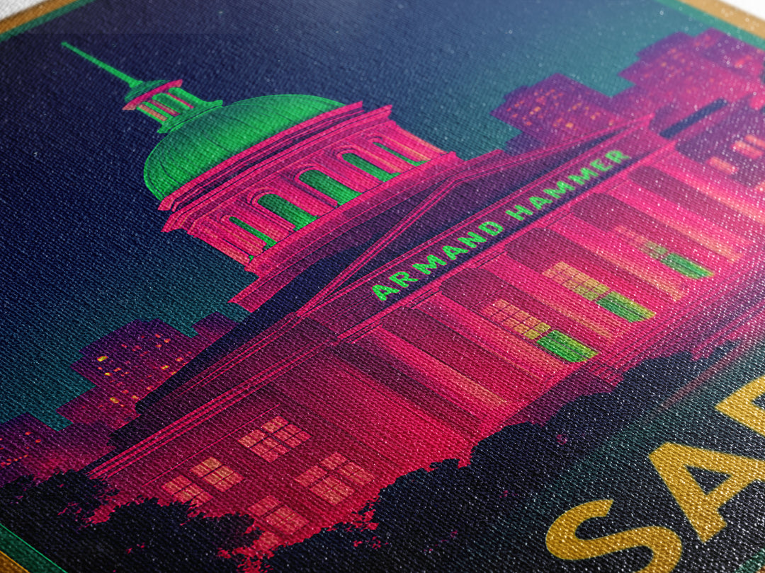 Pasadena California Travel Poster, Canvas Print, Retro Neon Travel Art, Pasadena Art Print, Skyline Art, Gift For Travelers, Wall Decor
