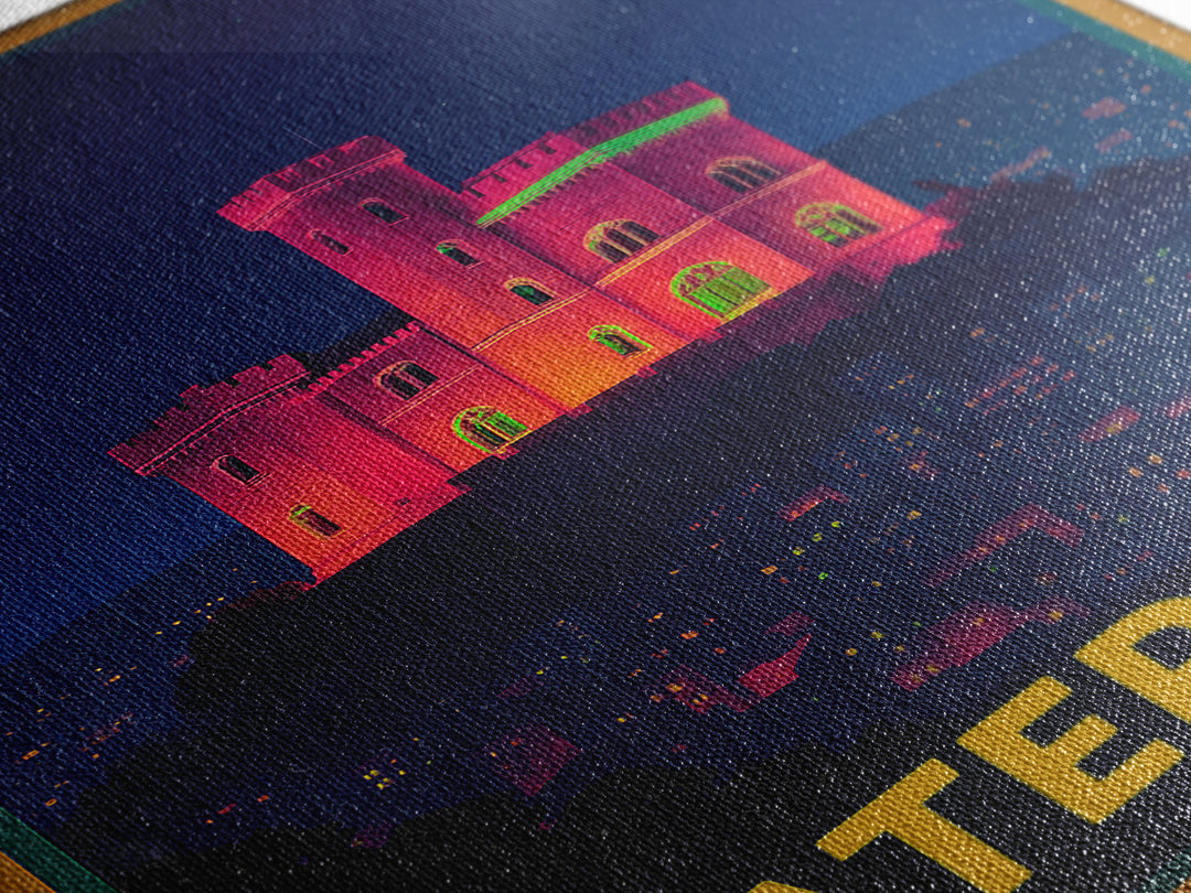 Paterson New Jersey Travel Poster, Canvas Print, Cyberpunk Style City Art, Paterson Poster Print, Travel Art Print, Watercolor Skyline