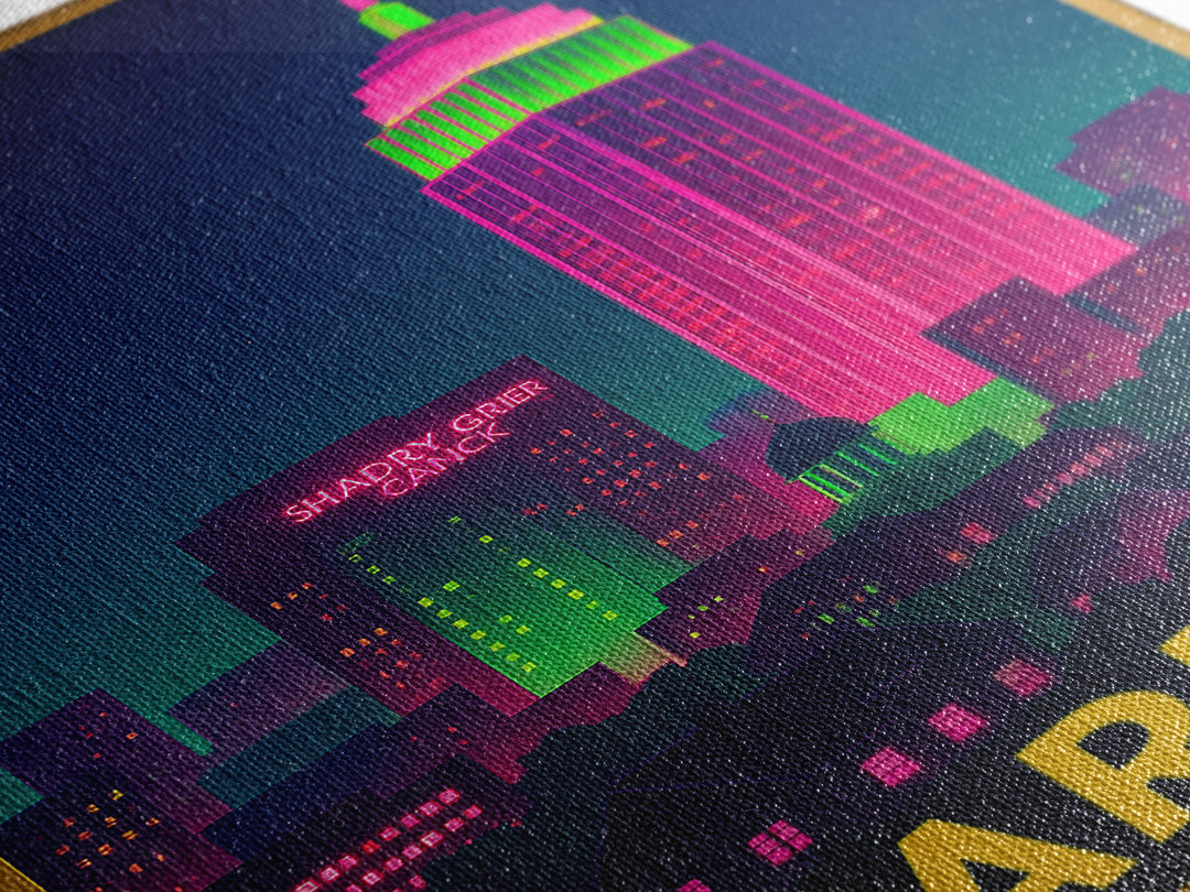 Pearland Texas Travel Poster, Canvas Print, Cyberpunk Style City Art, Pearland Travel Art, Mid Century Wall Art, Retro Travel Print