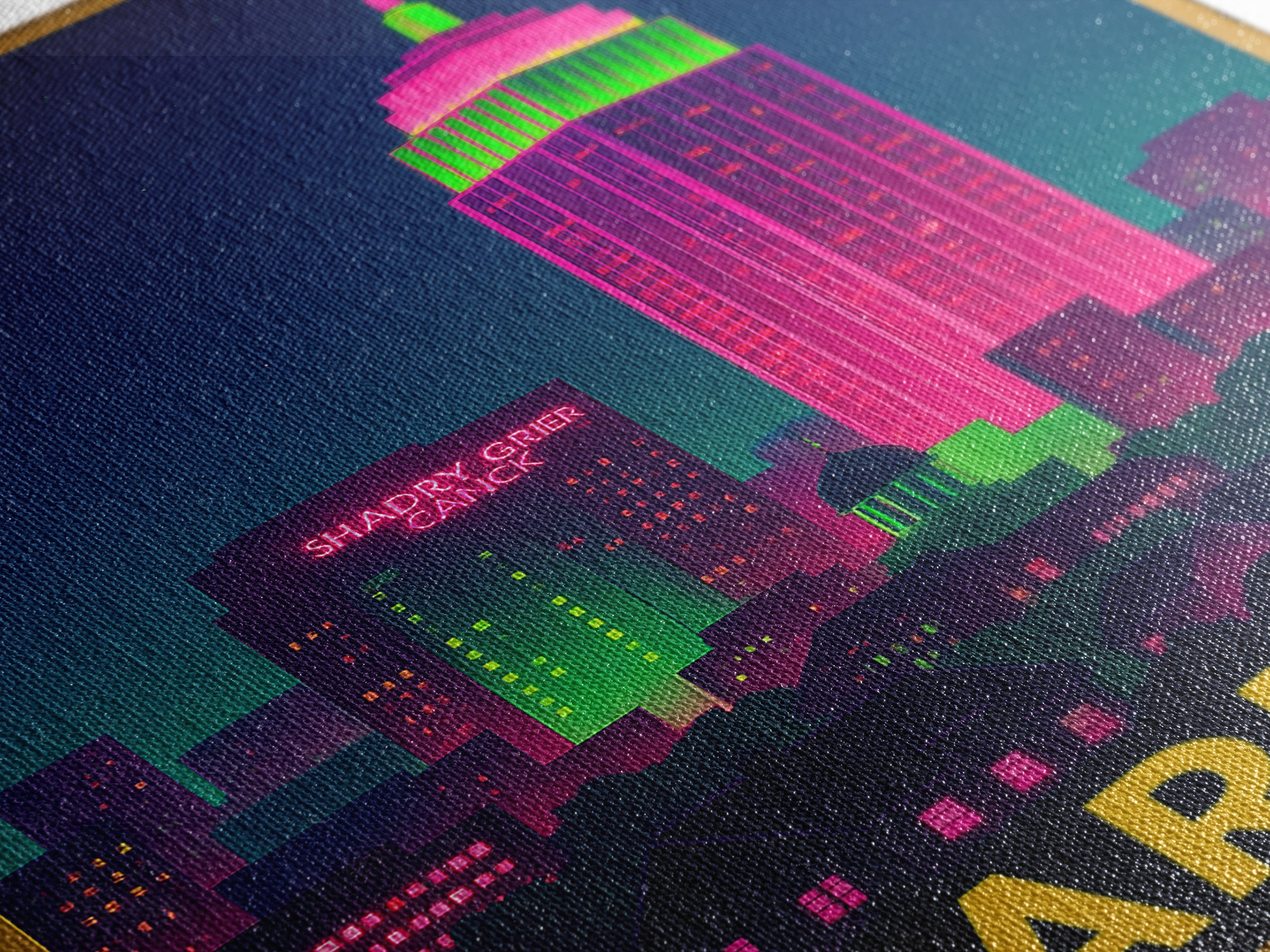 Pearland Texas Travel Poster, Canvas Print, Cyberpunk Style City Art, Pearland Travel Art, Mid Century Wall Art, Retro Travel Print