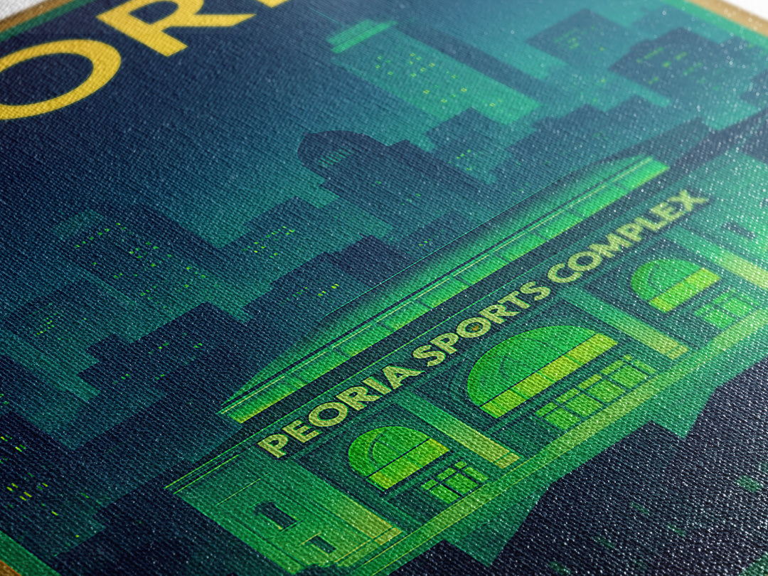 Peoria Travel Poster, Framed Canvas Print, Electric Night Poster Art, Peoria Poster Print, Travel Wall Decor, Wanderlust Decor