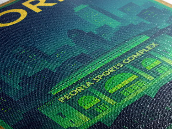 Peoria Travel Poster, Framed Canvas Print, Electric Night Poster Art, Peoria Poster Print, Travel Wall Decor, Wanderlust Decor