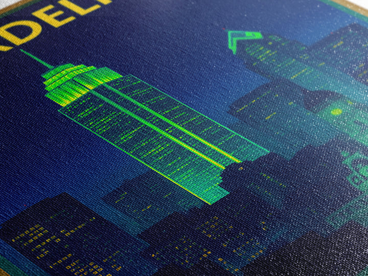 Philadelphia Travel Poster, Canvas Print, Cyberpunk Style City Art, Philadelphia Poster Print, Gift For Travelers, City Art Print