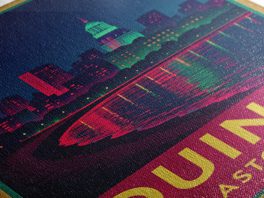 Quincy Massachusetts Travel Poster, Canvas Print, Retro Neon Travel Art, Quincy Travel Art, Travel Wall Decor, Home Office Decor, Art Print