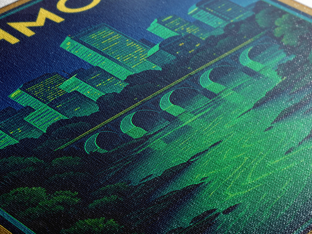 R Ichmond Travel Poster, Framed Canvas Print, Cyberpunk Style City Art, R Ichmond City Art, Home Office Decor, Gift For Travelers