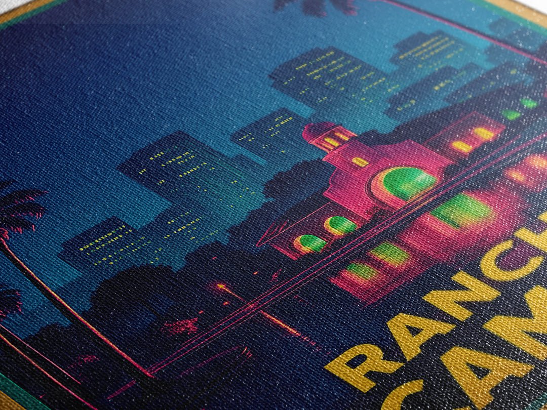 Rancho Cucamonga California Travel Poster, Canvas Print, Neon City Skyline Wall Art, Rancho Cucamonga Wall Art, Travel Art Print, Art Print