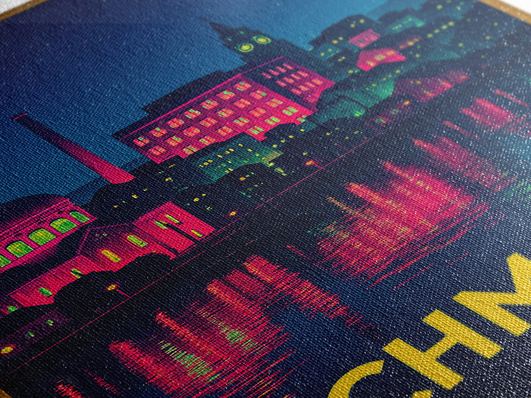 Richmond Virginia Travel Poster, Canvas Print, Cyberpunk Style City Art, Richmond Art Print, Fine Art Print, Travel Art Print, Retro Poster