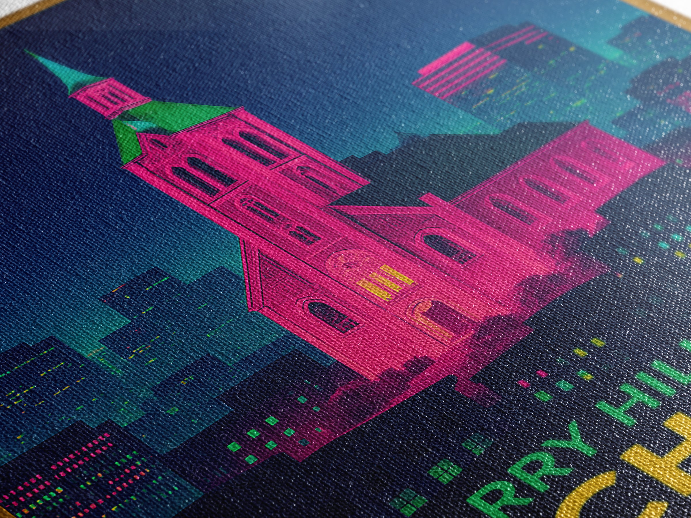 Rochester Travel Poster, Canvas Print, Retro Neon Travel Art, Rochester Art Print, Travel Wall Decor, Gift For Travelers, Travel Wall Art