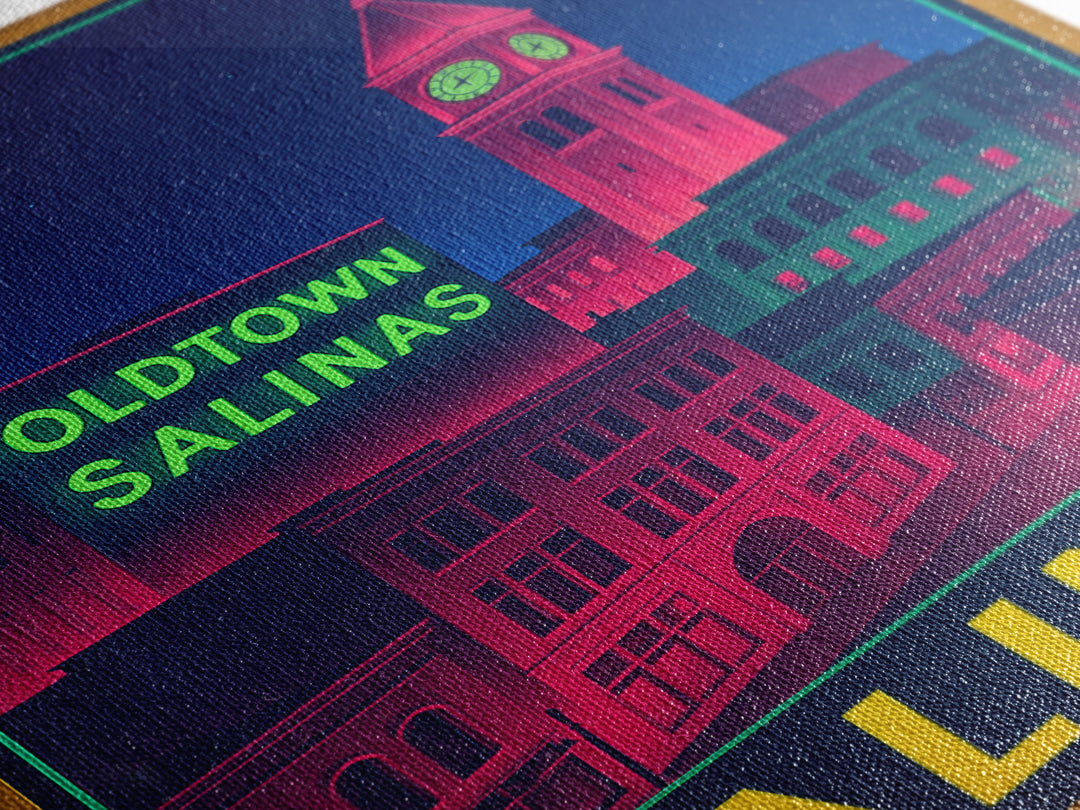 Salinas California Travel Poster, Canvas Print, Cyberpunk Style City Art, Salinas Wall Art, Wall Decor, Travel Wall Decor, Office Decor