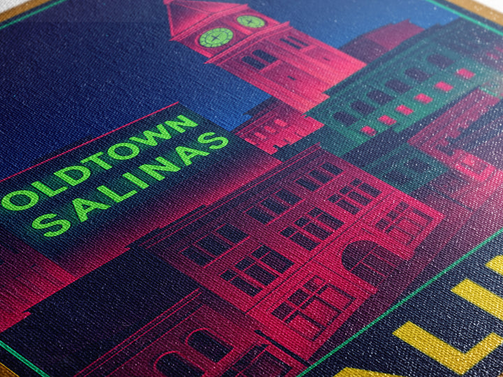 Salinas California Travel Poster, Canvas Print, Cyberpunk Style City Art, Salinas Wall Art, Wall Decor, Travel Wall Decor, Office Decor