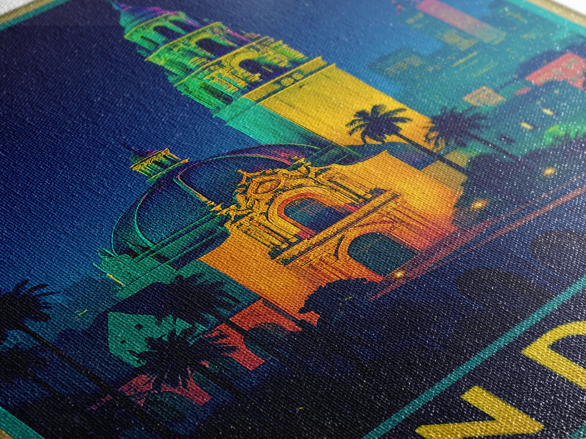 San Diego California Travel Poster, Canvas Print, Cyberpunk Style City Art, San Diego Poster Print, City Illustration, Mid Century Wall Art