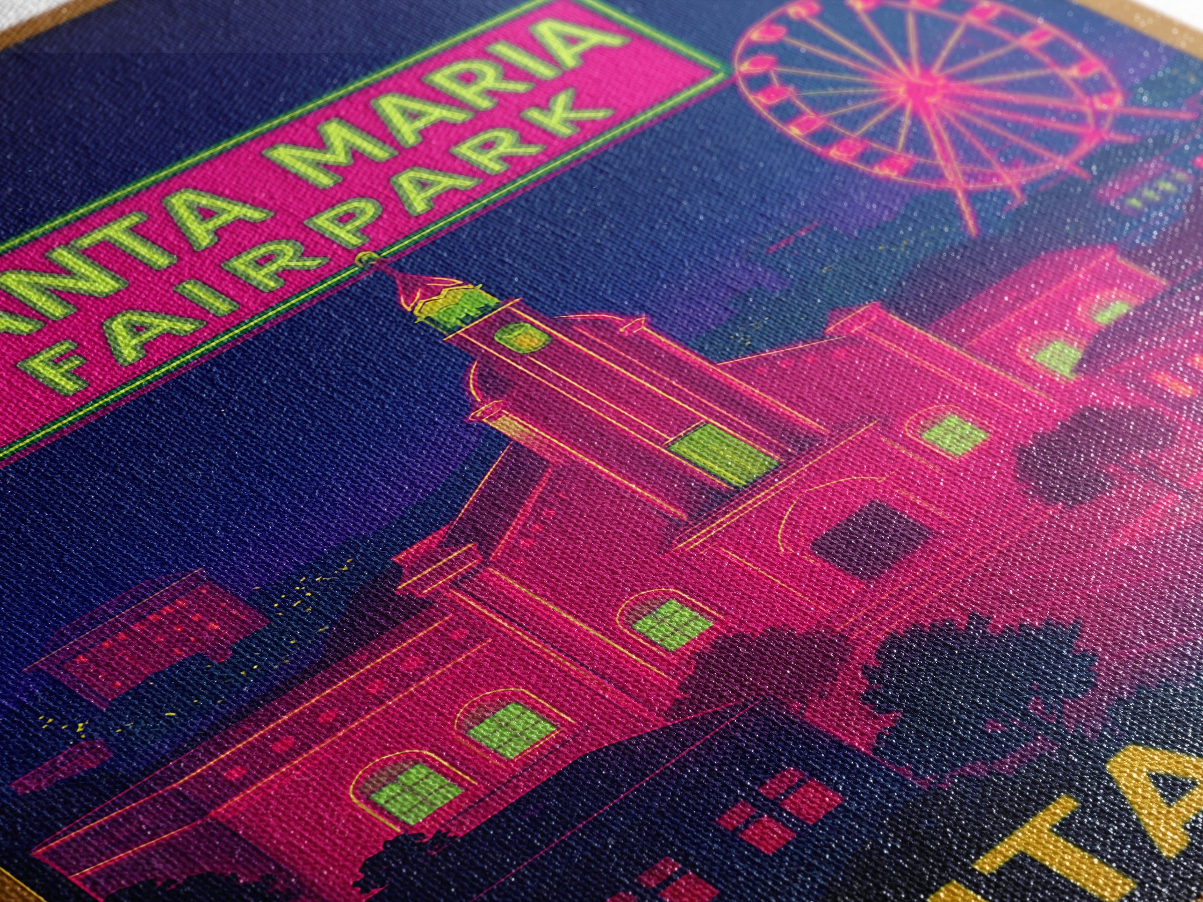 Santa Maria California Travel Poster, Canvas Print, Neon City Skyline Wall Art, Santa Maria Travel Art, Travel Poster Set, Wanderlust Decor