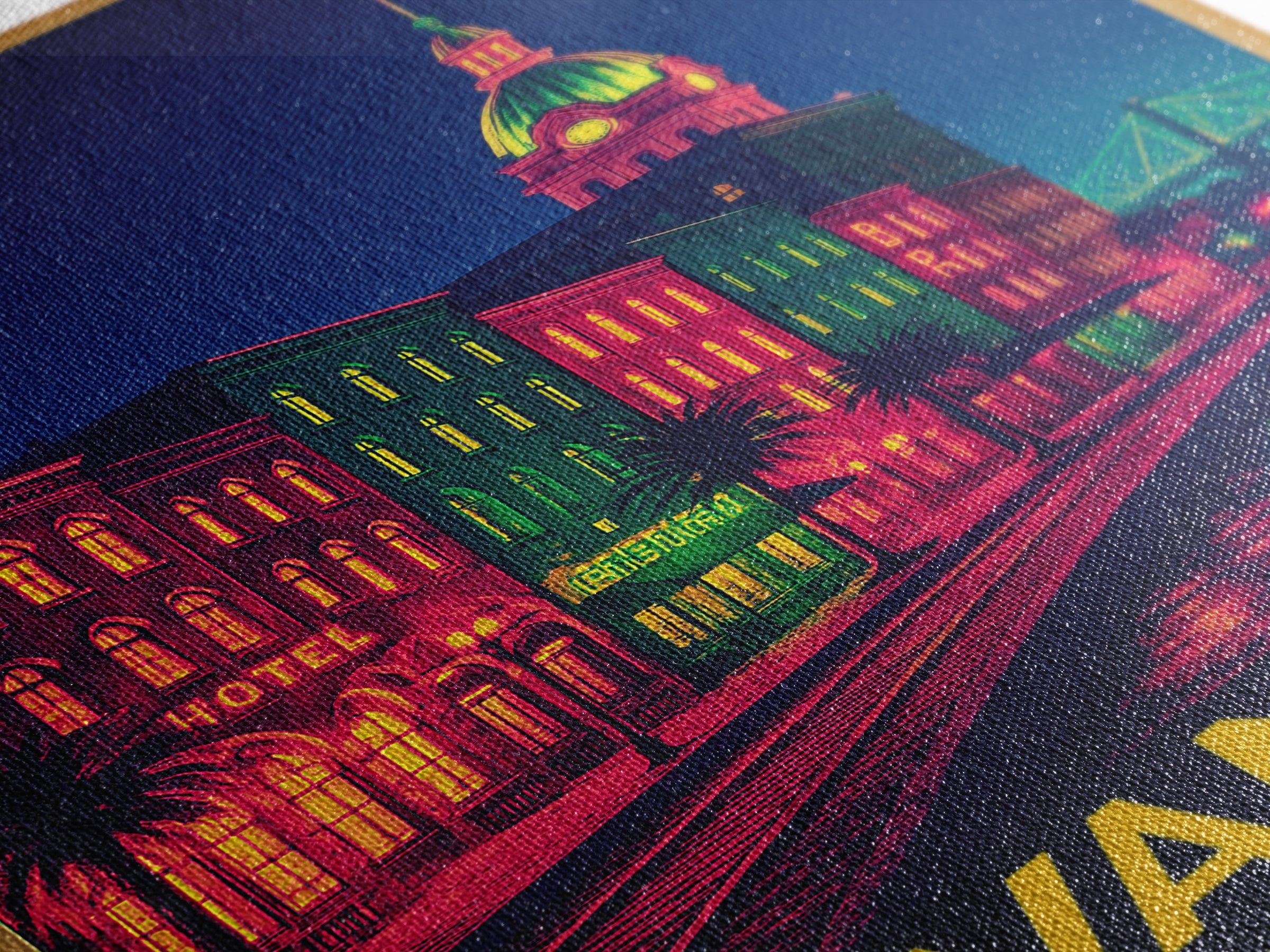 Savannah Georgia Travel Poster, Framed Canvas Print, Cyberpunk Style City Art, Savannah Wall Art, Retro Travel Print, Vintage Travel Print