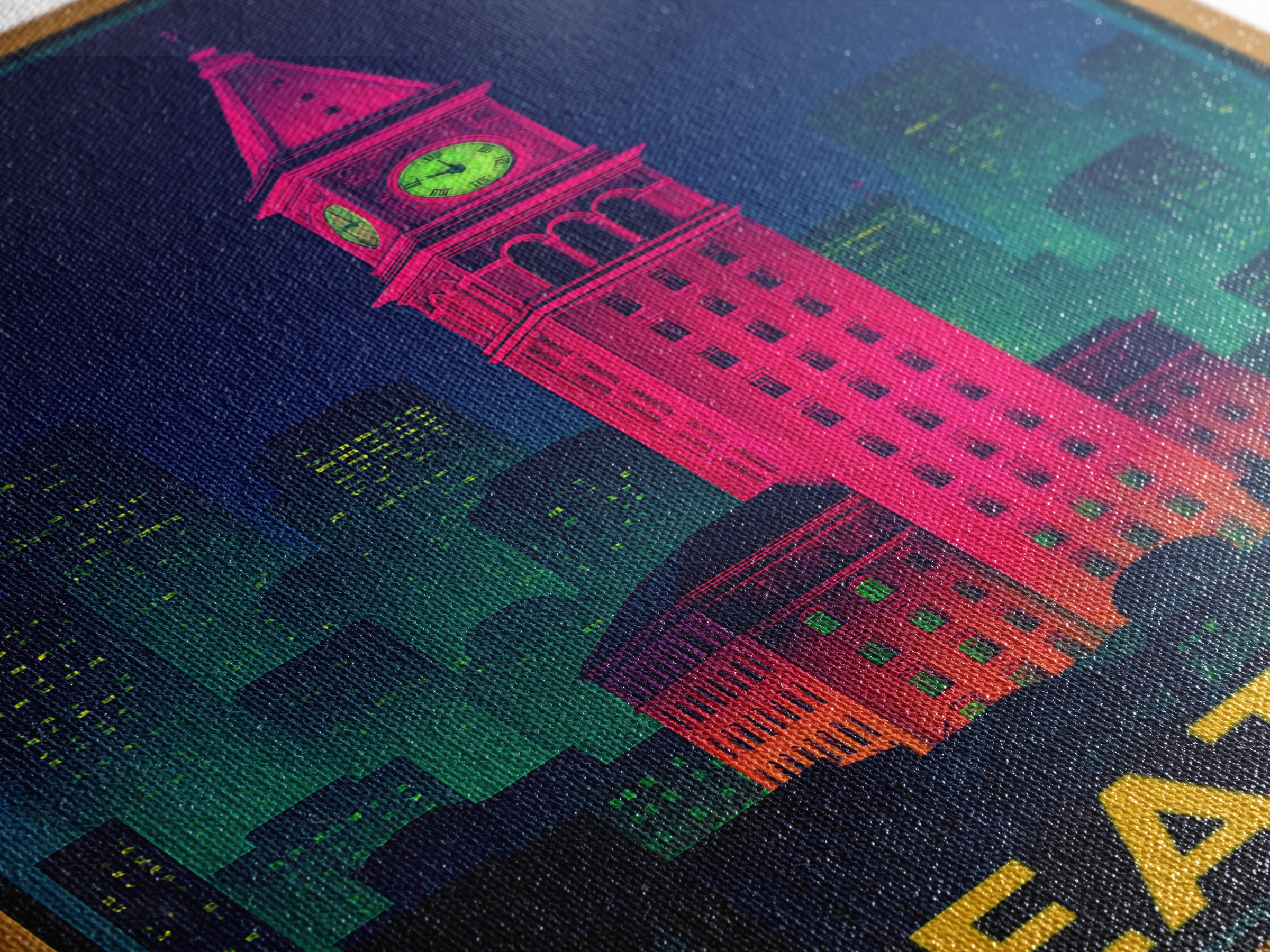 Seattle Travel Poster, Framed Canvas Print, Cyberpunk Style City Art, Seattle Wall Art, Travel Wall Art, Vintage Travel Print, Design 5