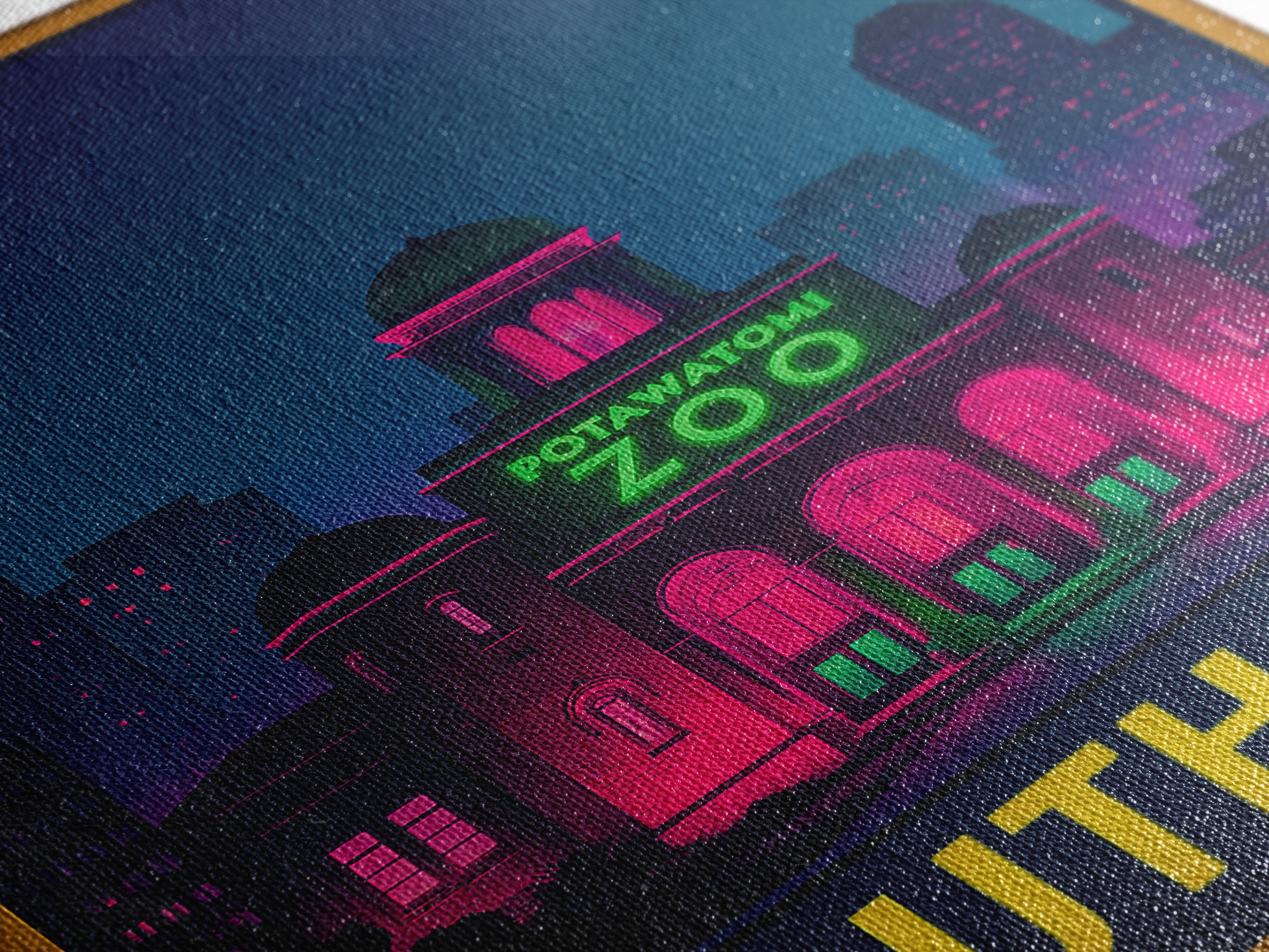 South Bend Indiana Travel Poster, Canvas Print, Neon Skyline Wall Art, South Bend City Art, Vintage Travel Print, Retro Travel Print
