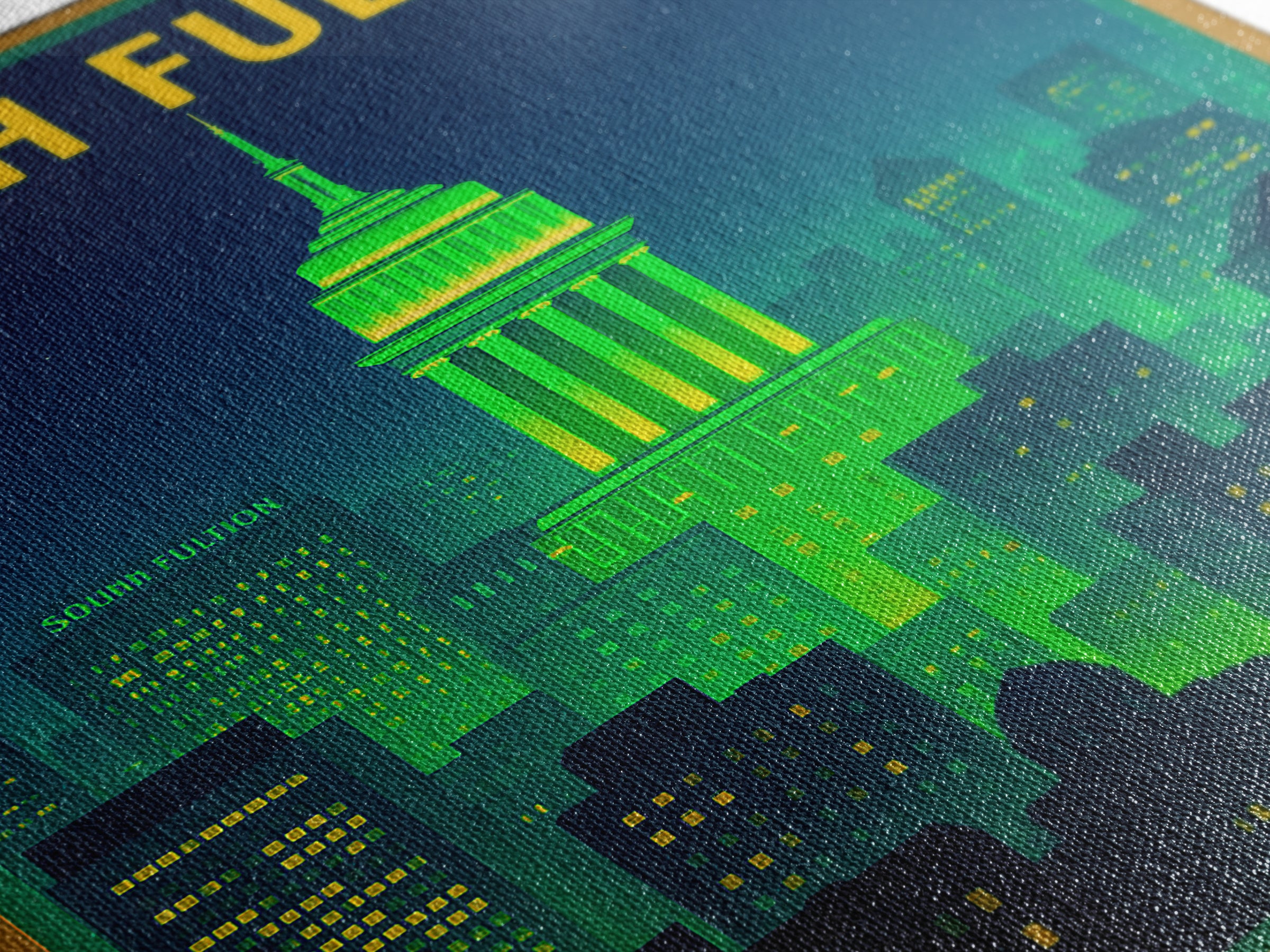 South Fulton Travel Poster, Canvas Print, Neon Urban Skyline Wall Art, South Fulton Art Print, Travel Poster Set, Living Room Wall Art