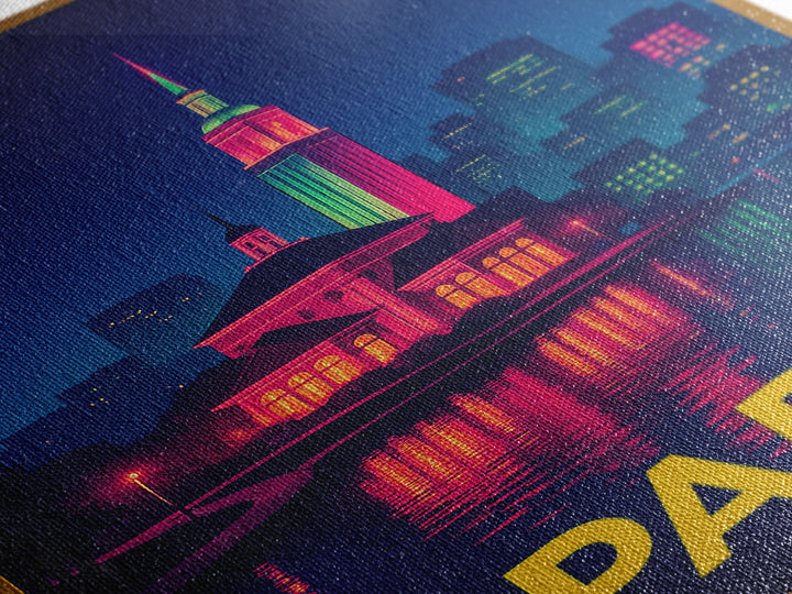 Sparks Nevada Travel Poster, Framed Canvas Print, Cyberpunk Style City Art, Sparks Poster Print, Travel Art Print, Mid Century Wall Art