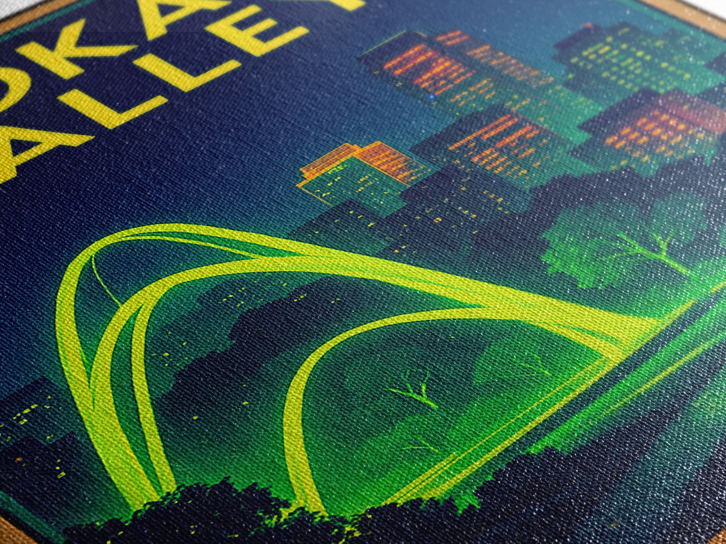 Spokane Valley Travel Poster, Framed Canvas Print, Cyberpunk Style City Art, Spokane Valley Wall Art, Vintage Travel Print, Retro Poster