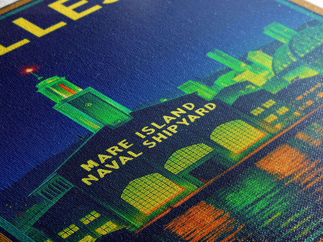 Vallejo Travel Poster, Canvas Print, Cyberpunk Style City Art, Vallejo City Art, Retro Travel Print, Gift For Travelers, Travel Wall Decor