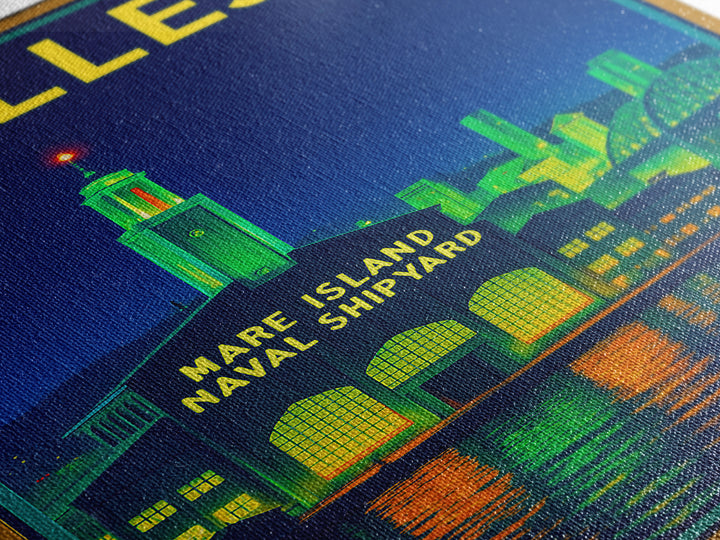 Vallejo Travel Poster, Canvas Print, Cyberpunk Style City Art, Vallejo City Art, Retro Travel Print, Gift For Travelers, Travel Wall Decor