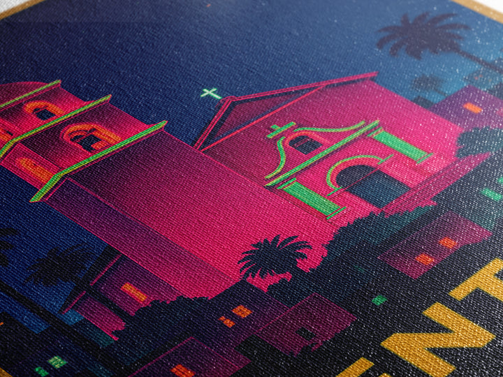 Ventura California Travel Poster, Canvas Print, Neon Skyline Art Wall Art, Ventura Art Print, Wall Decor, City Illustration, Home Decor
