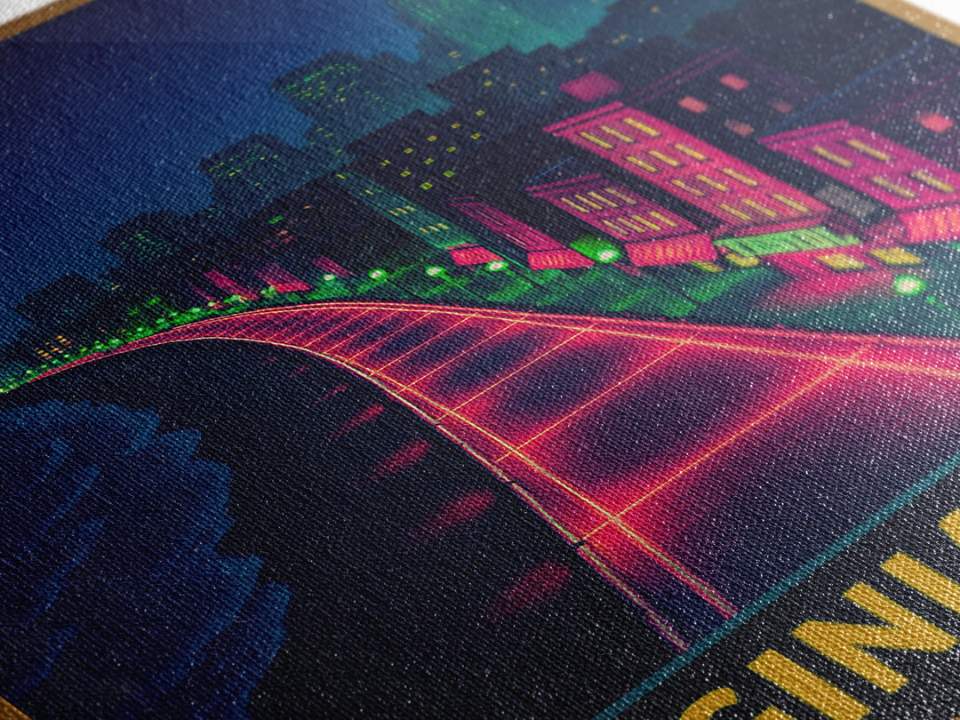 Virginia Beach Virginia Travel Poster, Canvas Print, Cyberpunk Style City Art, Virginia Beach Wall Art, Wall Decor, Travel Wall Decor