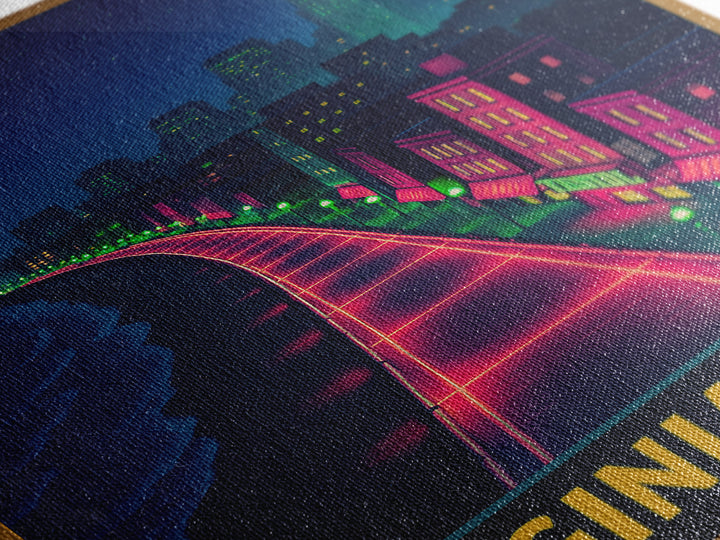 Virginia Beach Virginia Travel Poster, Canvas Print, Cyberpunk Style City Art, Virginia Beach Wall Art, Wall Decor, Travel Wall Decor