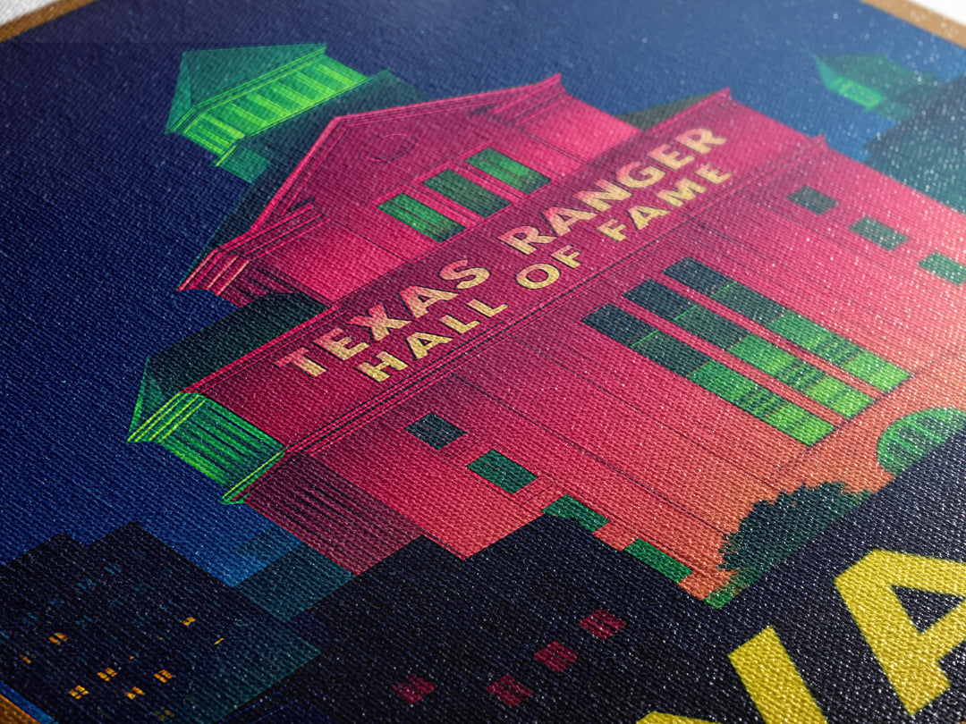 Waco Texas Travel Poster, Canvas Print, Cyberpunk Style City Art, Waco Travel Art, Travel Wall Art, City Art Print, Home Office Decor