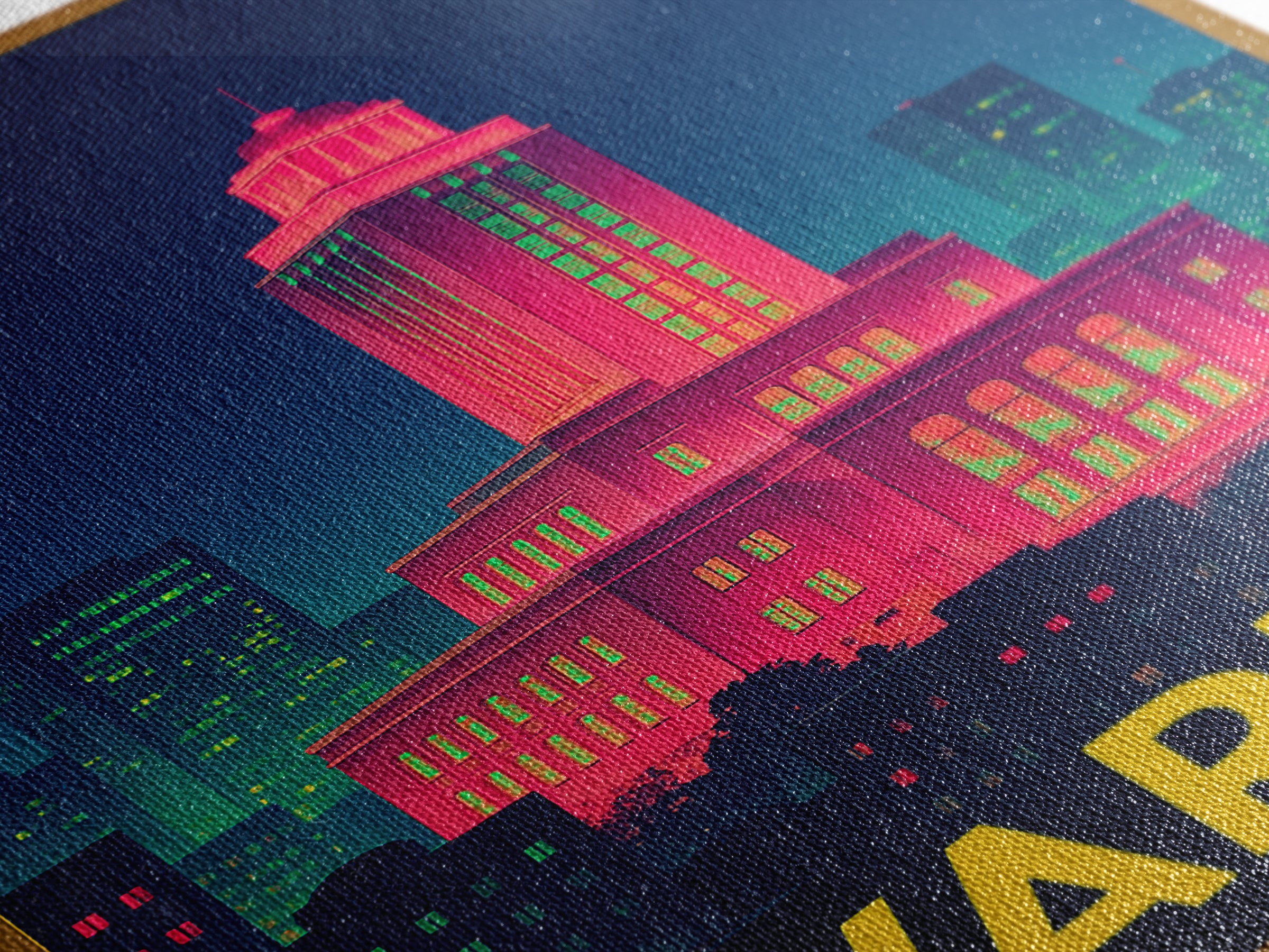 Warren Michigan Travel Poster, Canvas Print, Retro Neon Travel Art, Warren Wall Art, Home Office Decor, Modern Wall Decor, City Illustration