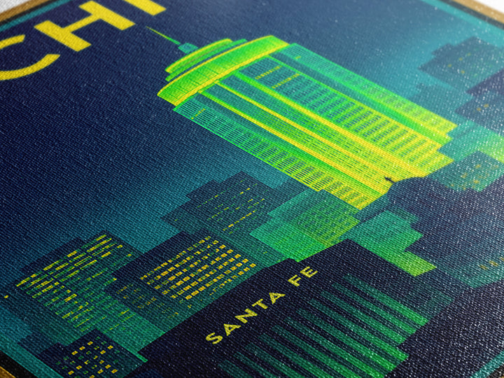 Wichita Travel Poster, Framed Canvas Print, Cyberpunk Style City Art, Wichita Art Print, Living Room Wall Art, City Travel Prints