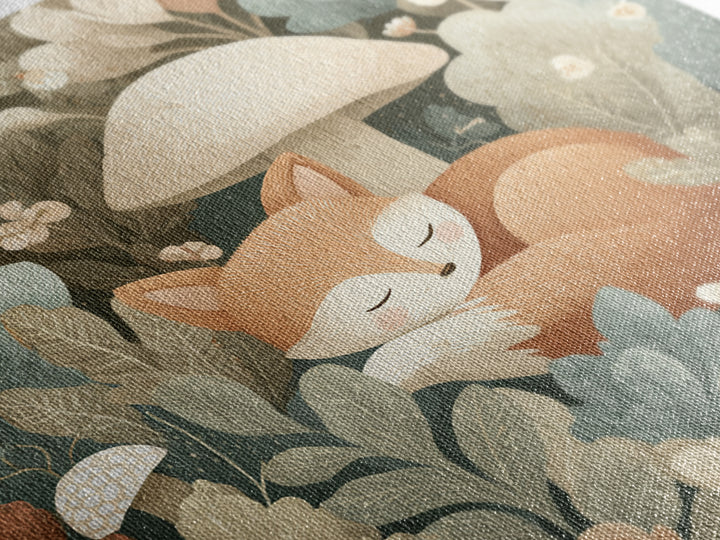 Woodland Fox Tucked Framed Canvas Print, Nursery Art, Nursery Wall Art, Nursery Decor, Oil Painting, Nursery, Woodland Nursery, NUR-1x1-28