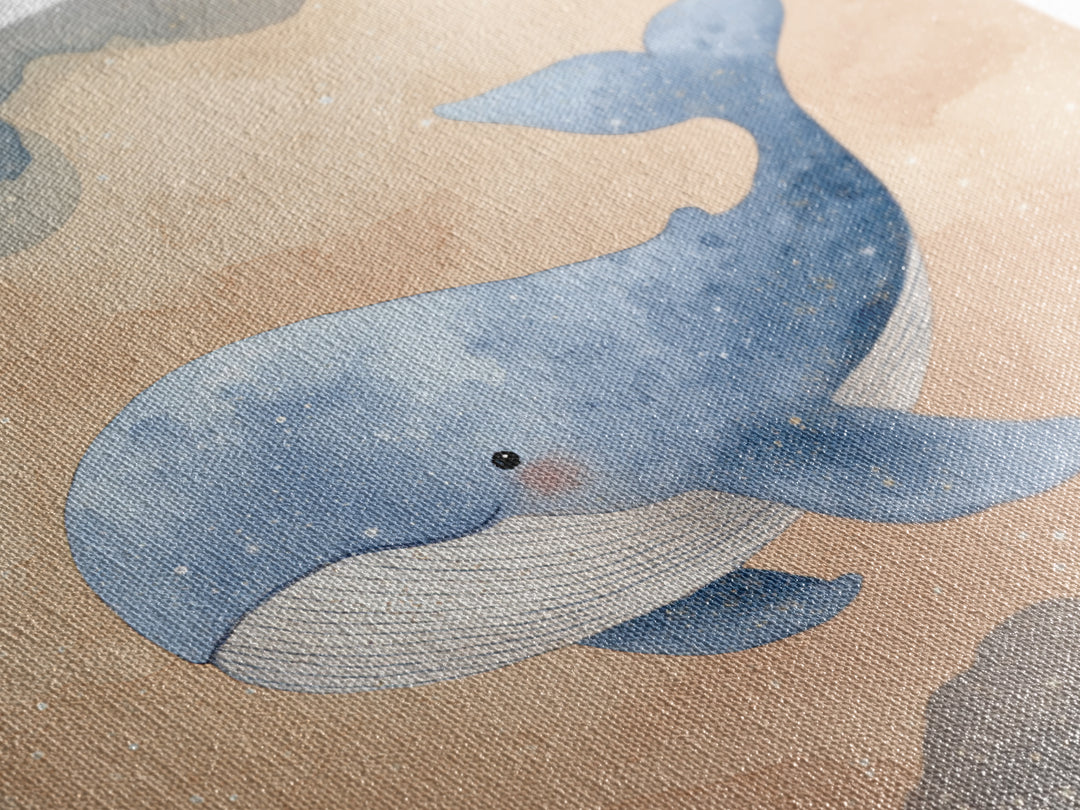 Whale and Tiny Stars Framed Canvas Print, Nursery Art, Home Decor, Nursery Decor, Fine Art, Nursery, Contemporary Art, NUR-1x1-32