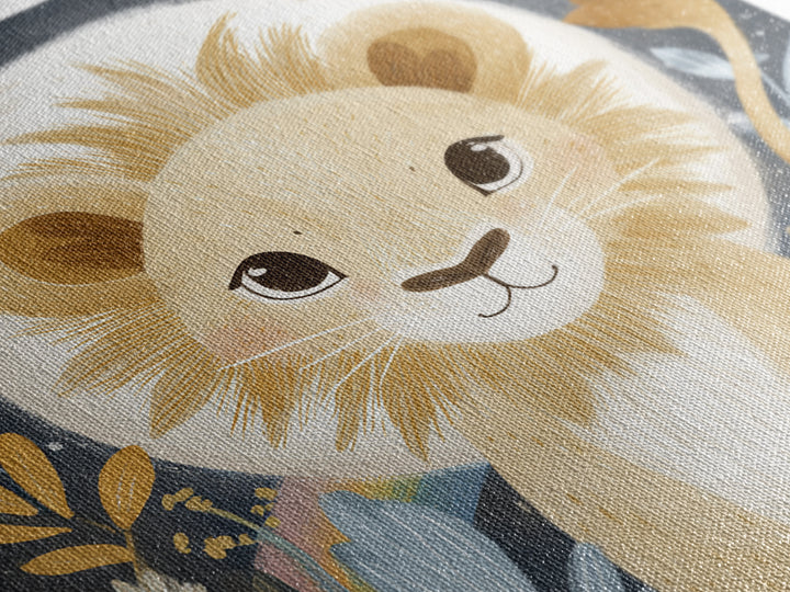 Lion Cub with Soft Golden Mane Framed Canvas Print, Nursery Art, Fine Art Print, Nursery Decor, Abstract Art, Nursery, NUR-1x1-33
