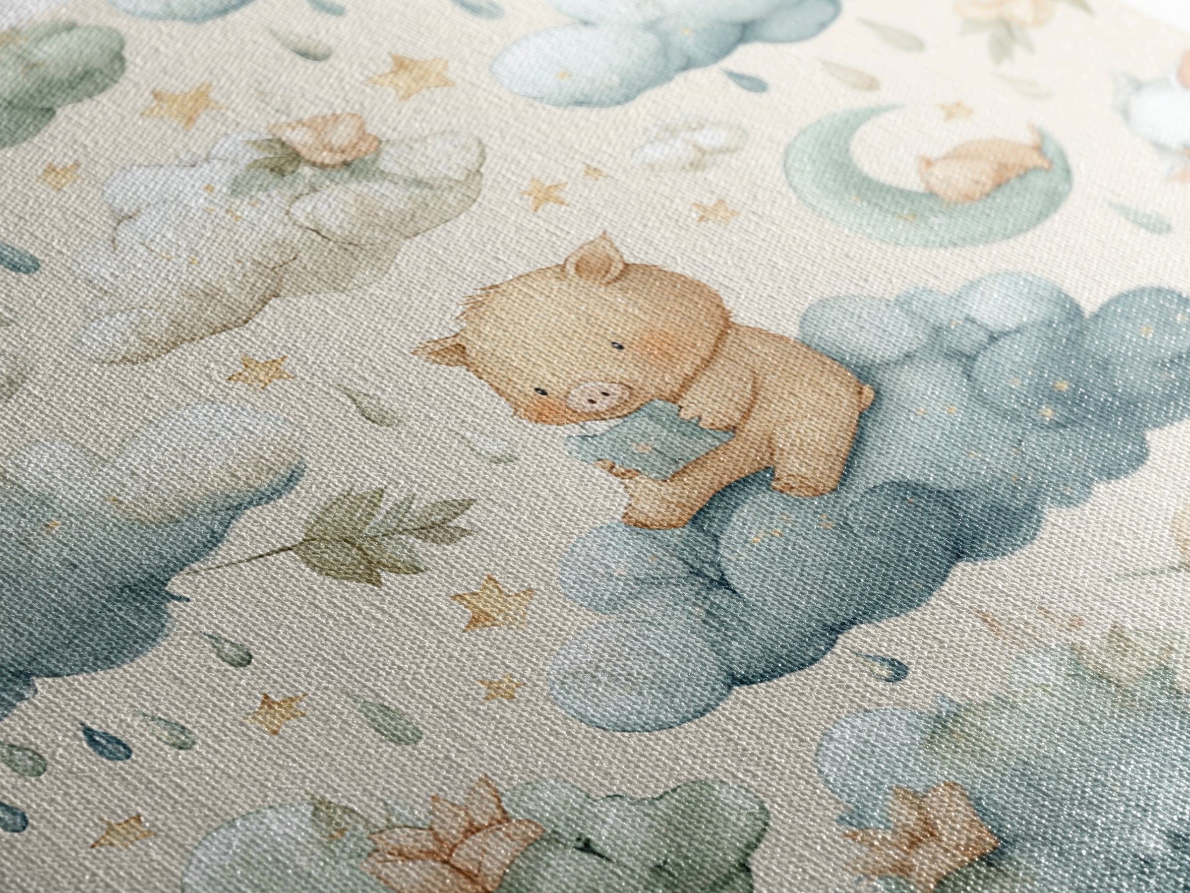 Clouds and Raindrops Framed Canvas Print, Nursery Art, Playroom Wall Art, Nursery Decor, Fine Art, Nursery, Statement Artwork, NUR-1x1-46