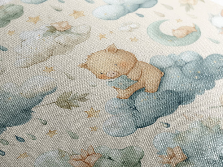 Clouds and Raindrops Framed Canvas Print, Nursery Art, Playroom Wall Art, Nursery Decor, Fine Art, Nursery, Statement Artwork, NUR-1x1-46