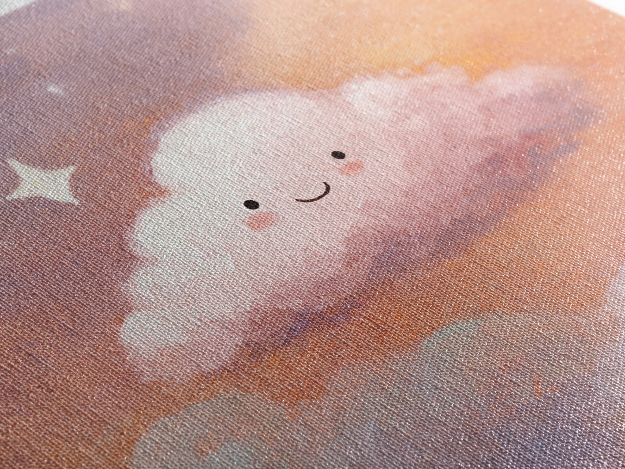 Moon and Stars Framed Canvas Print, Nursery Art, Dinosaur Wall Art, Nursery Decor, Oil Painting, Nursery, Room Decor, NUR-1x1-51