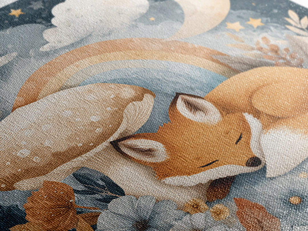 Woodland Fox Tucked Framed Canvas Print, Nursery Art, Kids Wall Art, Nursery Decor, Fine Art, Nursery, Gallery Decor, NUR-1x1-52