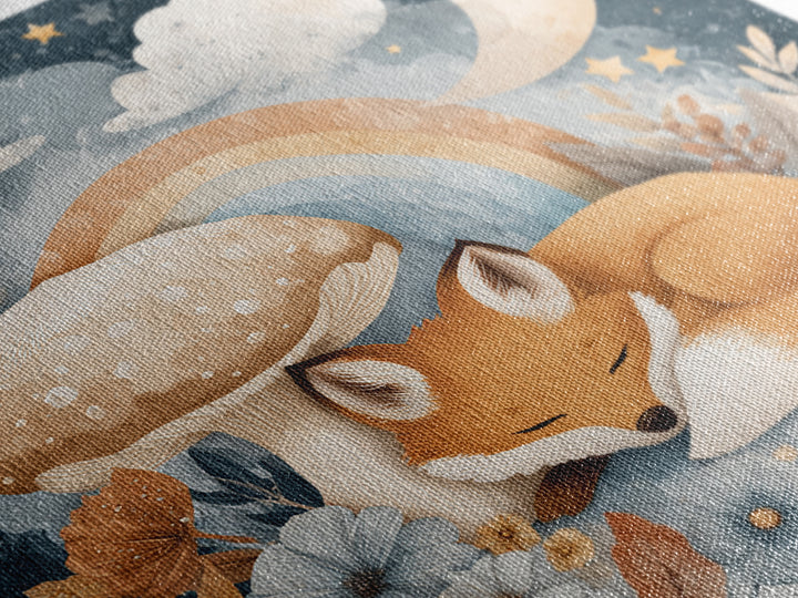 Woodland Fox Tucked Framed Canvas Print, Nursery Art, Kids Wall Art, Nursery Decor, Fine Art, Nursery, Gallery Decor, NUR-1x1-52