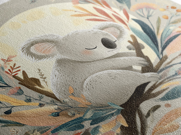 Sleeping Koala on Eucalyptus Branch Framed Canvas Print, Nursery Art, Whimsical Wall Art, Nursery Decor, Fine Art, Nursery, NUR-1x1-61