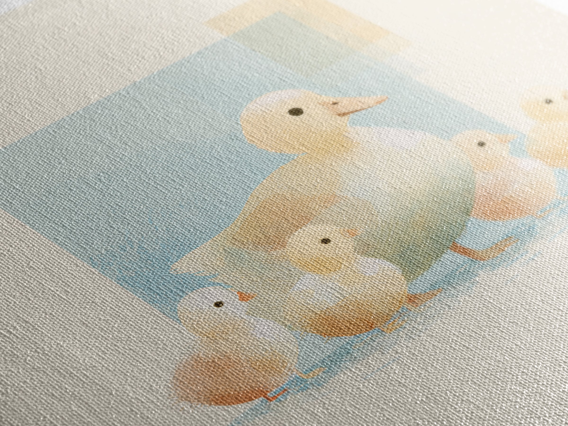 Ducklings Following a Mother Duck Framed Canvas Print, Nursery Art, Dinosaur Wall Art, Nursery Decor, Fine Art, Nursery, NUR-1x1-62