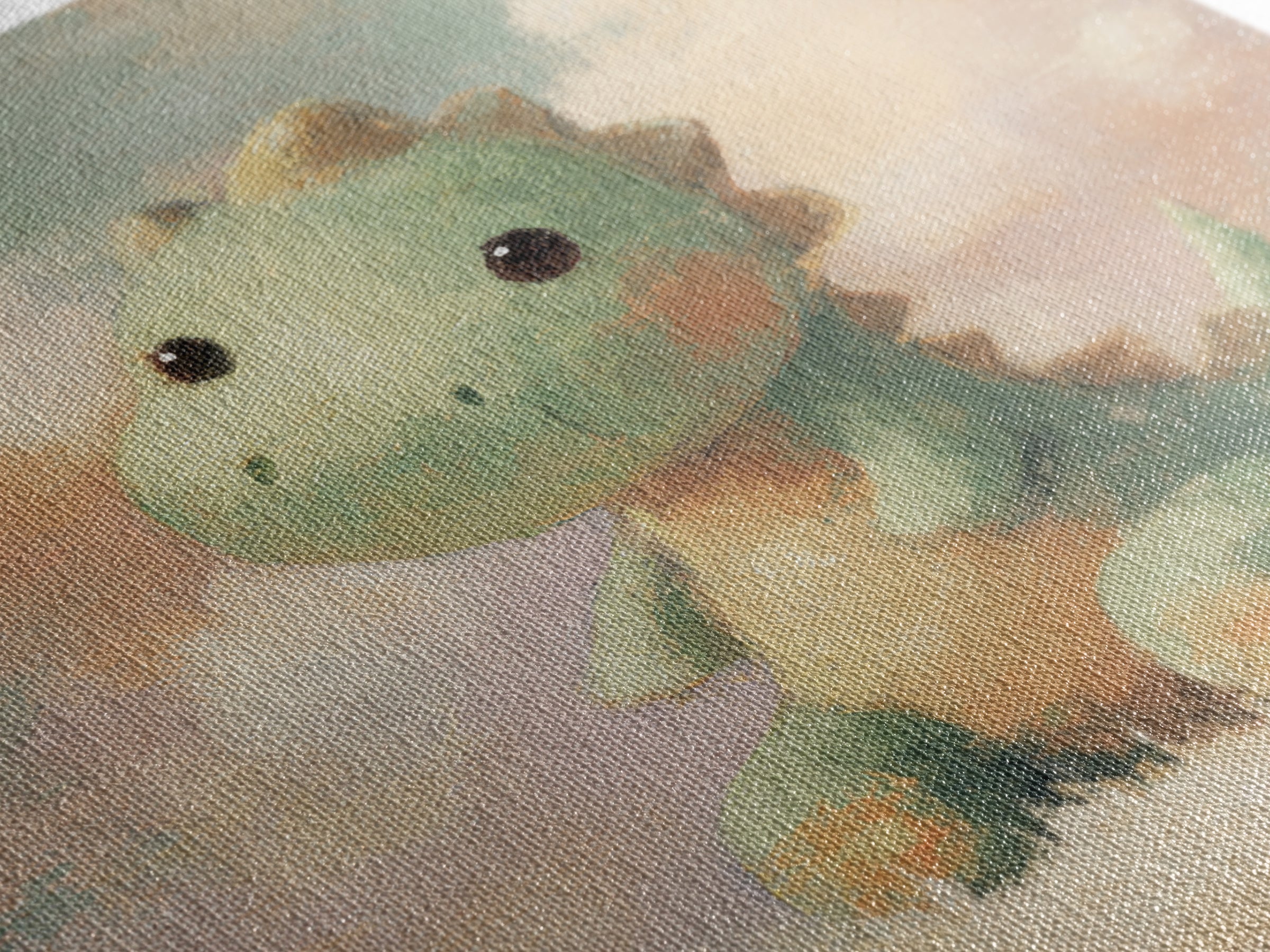 Tiny Dinosaur with Friendly Expression Framed Canvas Print, Nursery Art, Whimsical Wall Art, Nursery Decor, Fine Art, Nursery, NUR-1x1-63