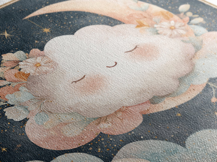 Moon and Stars Canvas Print, Nursery Art, Neutral Decor, Nursery Decor, Fine Art, Nursery, Wall Decor, Art Print, Digital Art, NUR-1x1-75