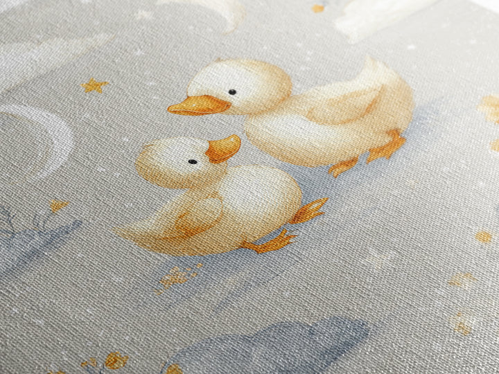 Ducklings Following a Mother Duck Canvas Print, Nursery Art, Neutral Decor, Nursery Decor, Fine Art, Nursery, Wall Decor, NUR-1x1-86