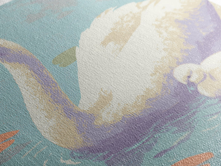 Swan and Cygnet Framed Canvas Print, Nursery Art, Textured Painting, Nursery Decor, Fine Art, Nursery, Wall Art Print, NUR-1x1-88