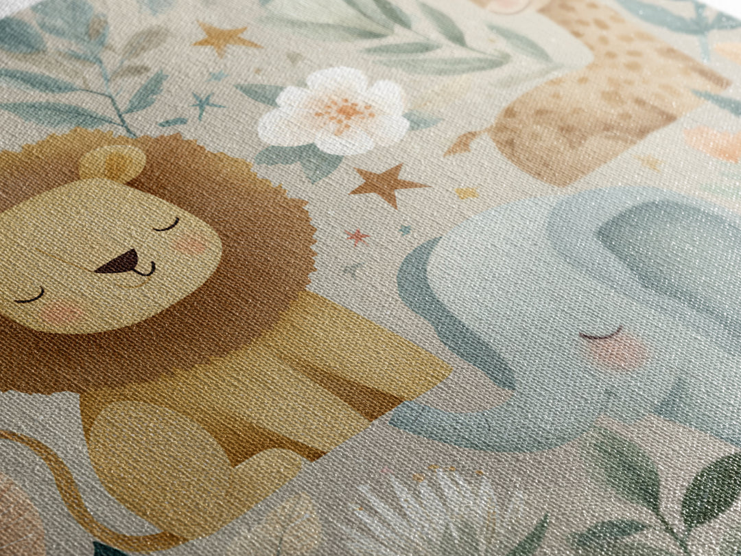 Pastel Jungle Animals Canvas Print, Nursery Art, Kids Room Art, Nursery Decor, Fine Art, Nursery, Textured Painting, NUR-1x1-90