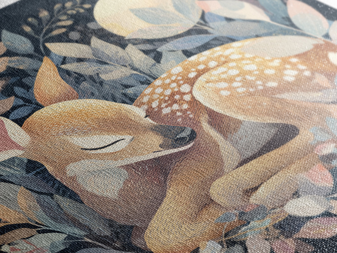 Deer Fawn Sleeping Canvas Print, Nursery Art, Gallery Decor, Nursery Decor, Fine Art, Nursery, Wall Art, Wall Decor, Art Print, NUR-1x1-95