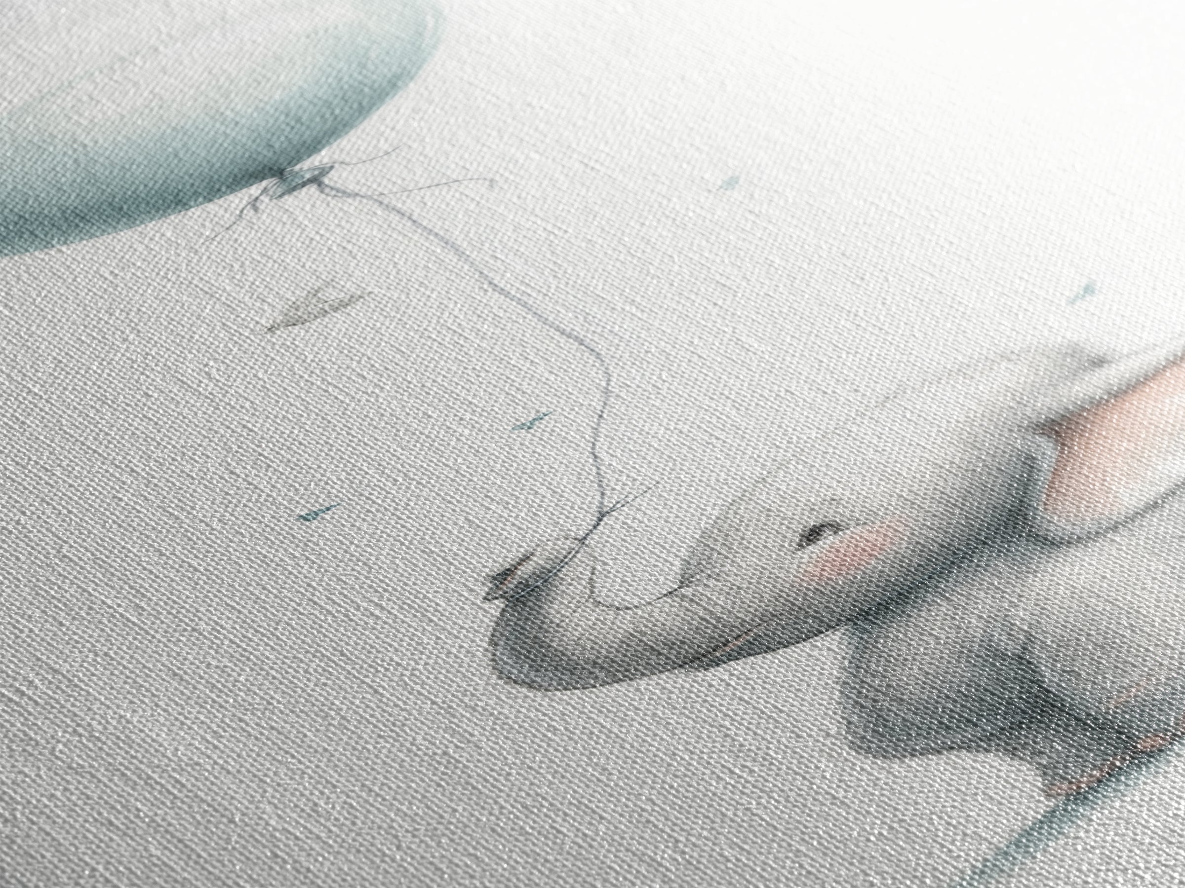 Sleepy Baby Elephant Holding a Tiny Balloon Canvas Print, Nursery Art, Fine Art Print, Nursery Decor, Fine Art, Nursery, NUR-1x3-13