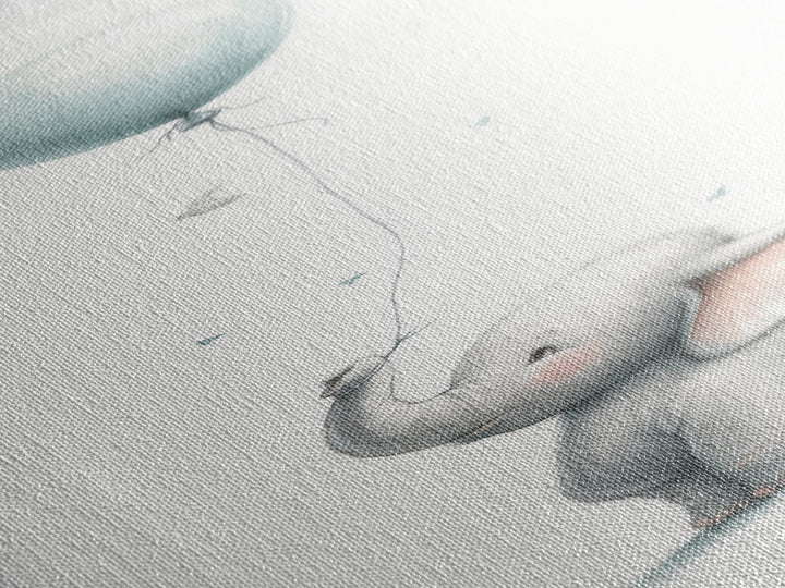Sleepy Baby Elephant Holding a Tiny Balloon Canvas Print, Nursery Art, Fine Art Print, Nursery Decor, Fine Art, Nursery, NUR-1x3-13