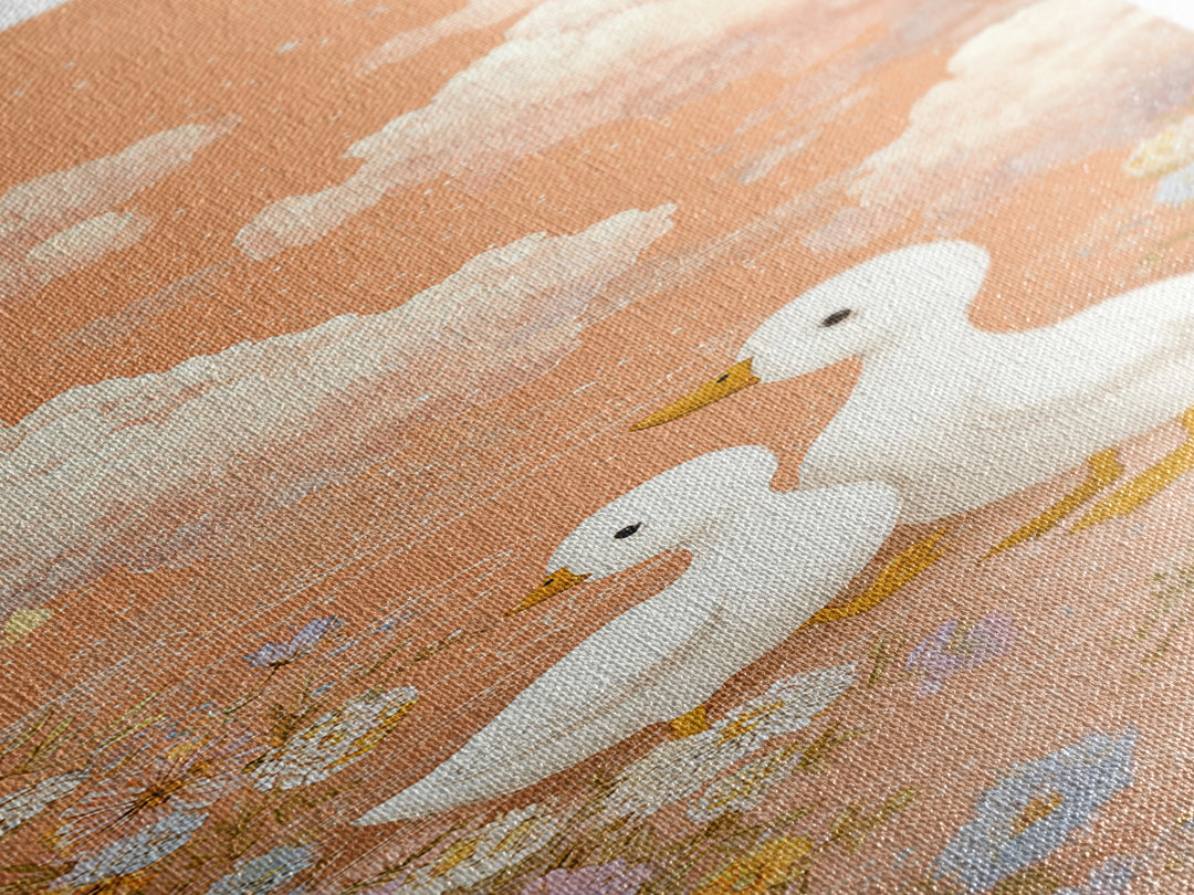 Ducklings Following a Mother Duck Canvas Print, Nursery Art, Playroom Wall Art, Nursery Decor, Nursery, Statement Artwork, NUR-1x3-26