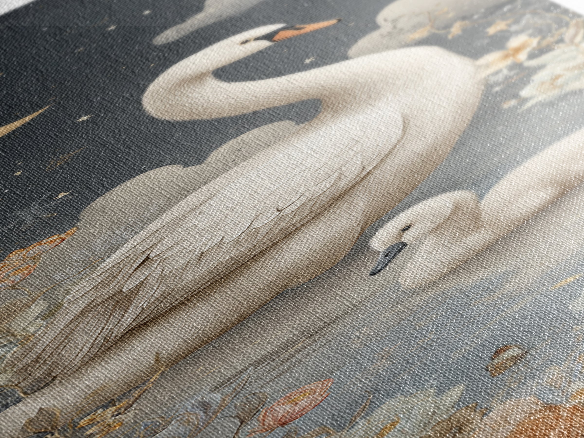 Swan and Cygnet Framed Canvas Print, Nursery Art, Wall Decor, Nursery Decor, Nursery 352, Playroom Decor, Wall Art Set of, NUR-1x3-52